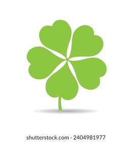 La hoja verde afortunada de trébol aisló la ilustración vectorial sobre fondo blanco.