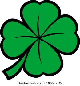 Green Lucky Four Leaf Irish Clover for St. Patrick's Day