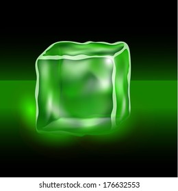 green luminescent cubes on a black background