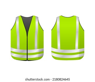 Green luminous vest. Reflective uniform with white stripes for good visibility at night and comfortable working vector process