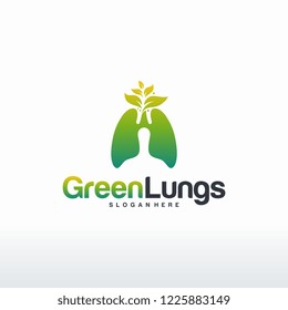 Green Lung care logo designs vector, Eco Lungs logo concept vector, Lungs Health logo template