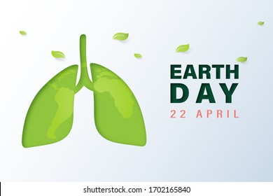 Green lung with earth day and world environment day concept.Paper art of ecology and environment.Vector illustration.