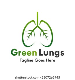 Green lungs design template illustration. there are lungs with leaf