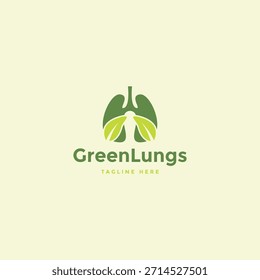 Pulmões verdes logotipo design vetor ícone ilustração plana