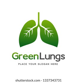 Green Lungs vector logo template. This logo with leaf.