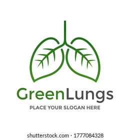 Green Lungs vector logo template. This logo with leaf.