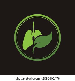 Green Lungs vector logo template in black background