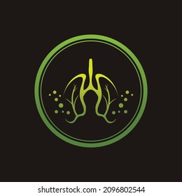 Green Lungs vector logo template in black background