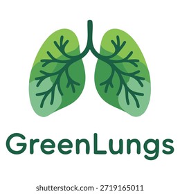 Pulmones verdes Plantilla de logotipo de Vector con el símbolo de la hoja conveniente para el cuidado del medio ambiente de la salud ecológica Protección de la naturaleza Bienestar y temas sostenibles de la identidad de marca