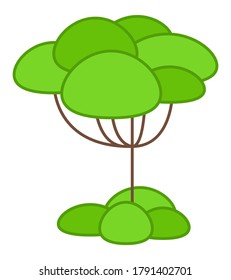 Green lush tree isolated on white background. Flat design. Vector illustration.