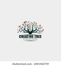 Green lush tree logo. nature symbol with meaning of peace, and strong, tree logo design vector