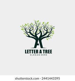 Green lush tree logo. nature symbol with meaning of peace, and strong, tree logo design vector
