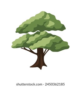Green lush tree vector illustration, nature element design, oak tree image