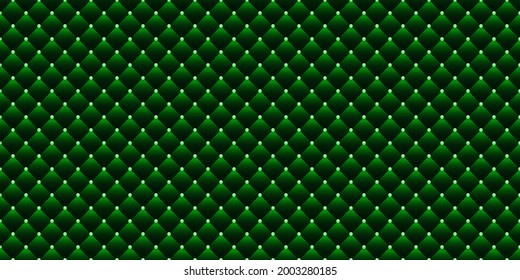 Green luxury background with beads and rhombuses. Seamless vector illustration. 