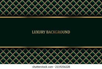 Green luxury background with golden beads. Vector illustration.