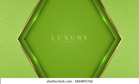 Green luxury background with golden lines, modern 3D style backdrop. illustration from vector about modern template deluxe design.