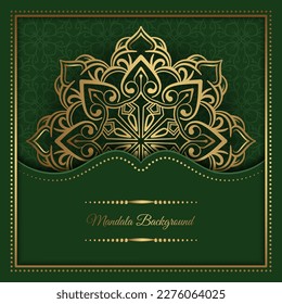 Green luxury background  with mandala ornament
