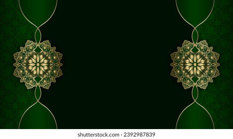 Green luxury background  with mandala ornament