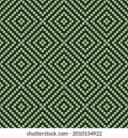 Green luxury background with pearls and rhombuses. Seamless vector illustration. 