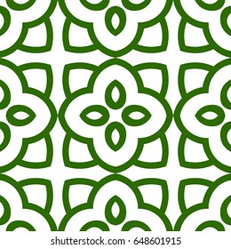 Green luxury background seamless with ornamental pattern on white
