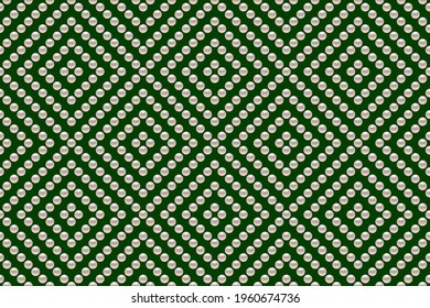 Green luxury background with small pearls and rhombuses. Seamless vector illustration. 