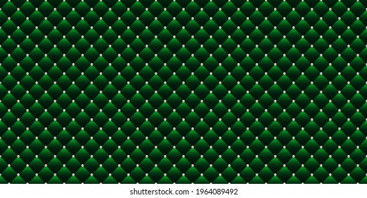 Green luxury background with small pearls and rhombuses. Seamless vector illustration. 
