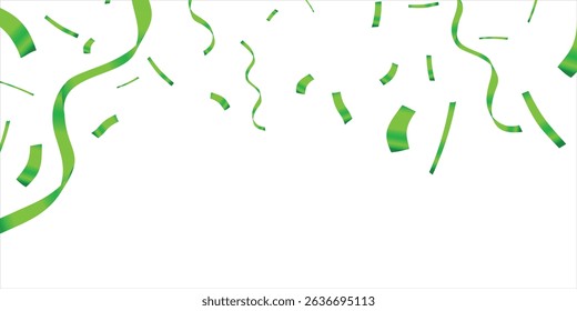 Green Luxury confetti flying for celebration party banner, Falling shiny Green color confetti isolated on transparent background. Birthday, Holiday, New Year, Carnival festivity, confetti.