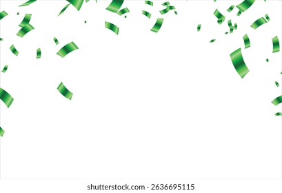 Green Luxury confetti flying for celebration party banner, Falling shiny Green color confetti isolated on transparent background. Birthday, Holiday, New Year, Carnival festivity, confetti.