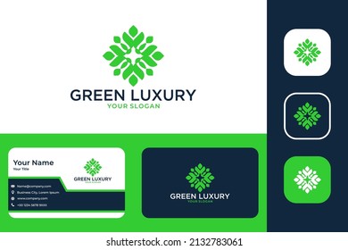green luxury geometry logo design and business card