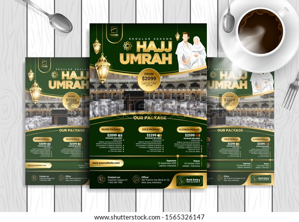 Green Luxury Hajj Umrah Flyer Template Stock Vector (Royalty Free ...