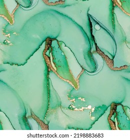 Green Luxury Marble. Gold Stone Art. Bronze Ink Background. Foil Watercolor Vector. Water Color Marble. Seamless Marble Background. Modern Abstract Painting. Light Seamless Texture. Foil Alcohol Ink