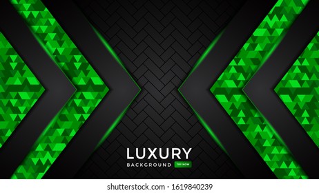 Green Luxury premium abstract background with green light lines isolated on textured background. Premium Vector. Eps 10