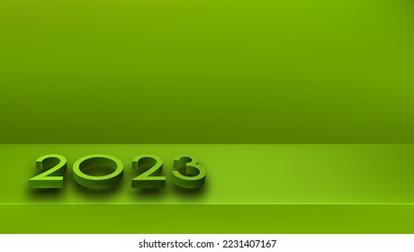 Signo verde sobre el podio con espacio para el texto. Ilustración vectorial de vacaciones.