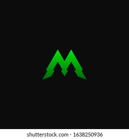 Green m letter vector image for web and design