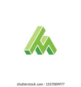 Green Ma Letter 3d Logo Design Stock Vector (Royalty Free) 1557009977 ...