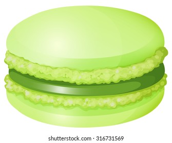 Green macaron with cream illustration