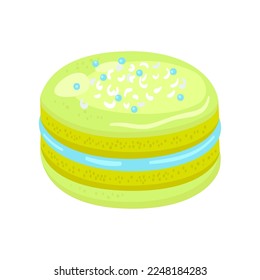 Green macaroon for creating your own ice cream. Macaroon cartoon illustration. Summer, sundae concept