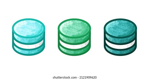 Green Macaroons icon set. Vector illustration. Hand-drawn macaron, colorful chalk on the white background.