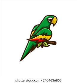 green macaw bird flat design