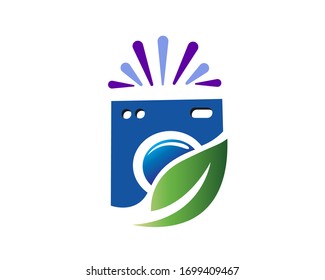 Green machine laundry service logo design inspiration