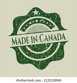 Green Made in Canada rubber stamp with grunge texture