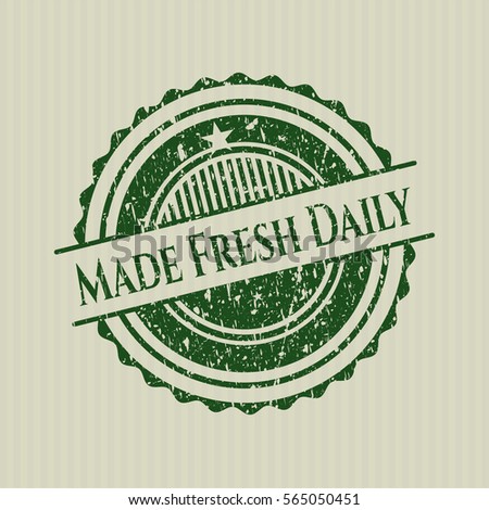Green Made Fresh Daily distressed rubber grunge stamp