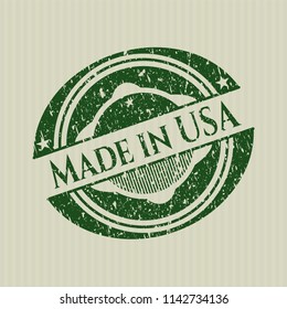 Green Made in USA rubber stamp with grunge texture