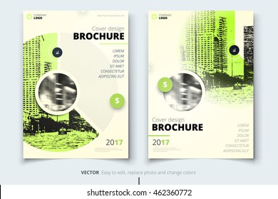 Green Magazine. Corporate business template for brochure, report, catalog. Layout with modern abstract circles and light background, round shape. Creative poster, flyer or banner concept