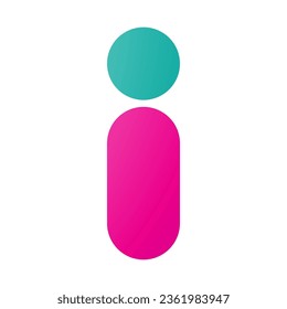 Green and Magenta Abstract Round Person Shaped Letter I Icon on a White Background