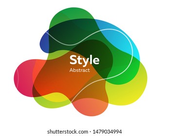 Green, magenta blue abstract elements. Hatched shapes, circles, layers, dynamical forms with text sample. Vector illustration for banner, poster, logo, brochure design