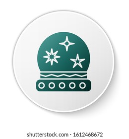 Green Magic ball icon isolated on white background. Crystal ball. White circle button. Vector Illustration