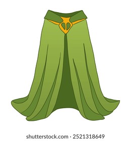 Manto mágico verde em design plano. Fluxo manto para traje de carnaval. Ilustração vetorial isolada.