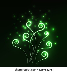 Green magic light fern greenery abstract background. Vector illustration eps 10