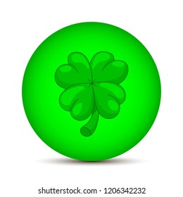 Green Magic Sphere with Clover isolated on white background. Vector Illustration for Your Design, Game, Card.